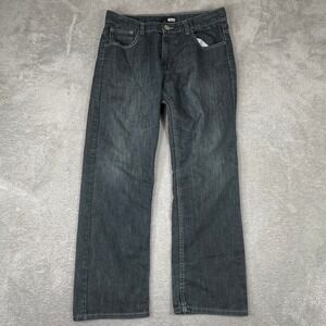 Hype Jeans Mens 34x30 Dark Wash Baggy Contrast Stitch Skater Streetwear Y2K